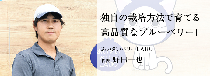 独自の栽培方法で育てる　高品質なブルーベリー！
あいさいベリーLABO 代表 野田一也